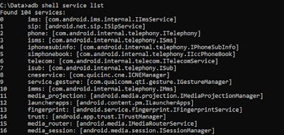 adb shell service list