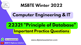 22321 Principle of Database Important Questions for MSBTE Exam