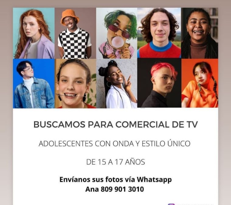 CASTINGS en RD Se buscan ADOLESCENTES de 15 a 17 años para COMERCIAL de TV