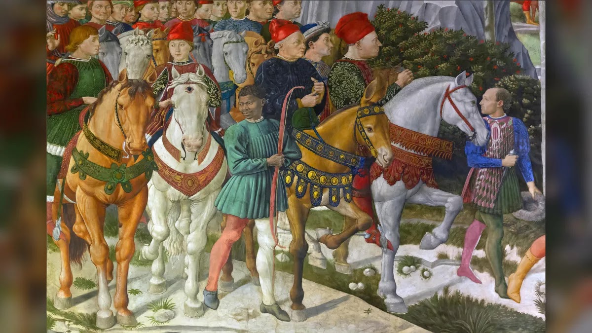 Ένας αναγεννησιακός πίνακας των Μεδίκων πάνω σε άλογα που πηγαίνουν για κυνήγι. Περιτριγυρίζονται από κόσμο. Σε αυτόν τον αναγεννησιακό πίνακα, βλέπουμε τους Cosimo, Giovanni και Piero Medici. Μερικά από τα μέλη της οικογένειάς τους μπορεί να πέθαναν από θανατηφόρα ελονοσία, πιθανώς από κουνούπια στους κυνηγότοπους τους.
