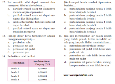 soal ulangan ipa fisika smp kelas 7 bab wujud zat dan perubahannya semester 1