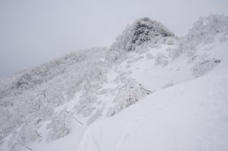 コシキ岩を見上げる