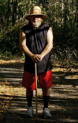 The Toyman taking a hike through Gator Creek nature reserve in Florida.