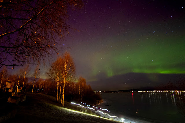 Aurora boreale dal parco dell'Arktikum museum-Rovaniemi