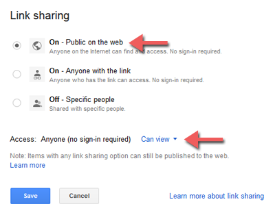 Sharing file/folder di Google Drive