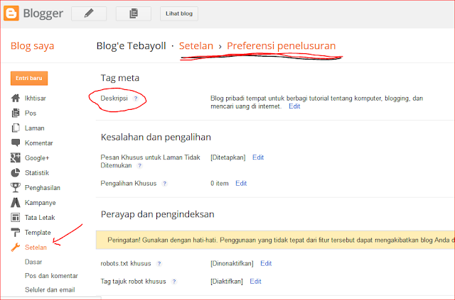 deskripsi penelusuran