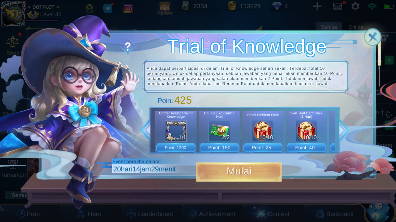 Trial of Knowledge Mobile Legends