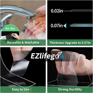 EZlifego Double Sided Tape: Heavy-Duty, Extra Large Nano Adhesive Strips for Mounting and Decorating