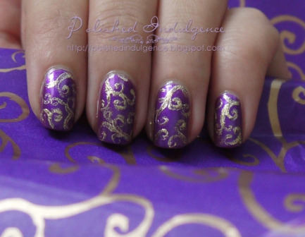 Purple And Gold Nail Designs Purple base: sally hansen