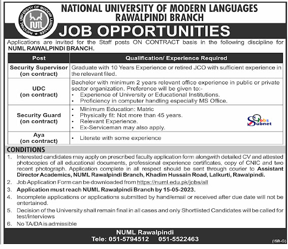 NUML Jobs 2023 | National University of Modern Languages Career