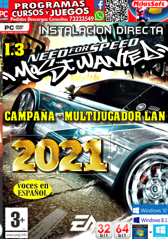 NEED FOR SPEED MOSTWANTED VERSION 1.3 - INSTALACION DIRECTA 2021