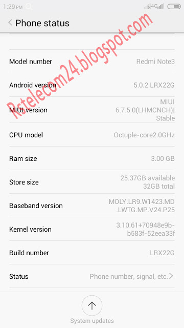 Xiaomi MI Redmi Note3 File (Clone) MTK6572 AndroidVer 5.0.2 Tested Flash File