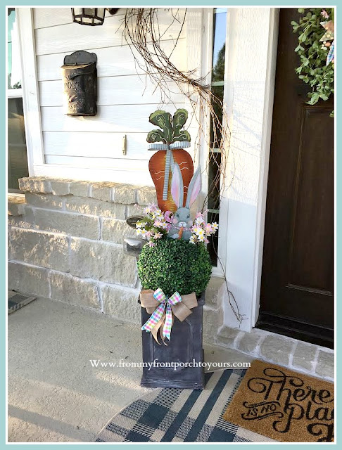 Spring Easter Front Porch-Bunny-Topiary-Porch-Decor-DIY-Cottage Style-Farmhouse Style-From My Front Porch To Yours