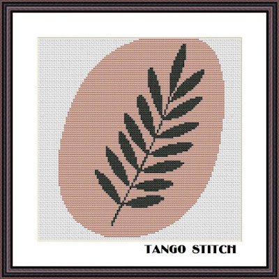 Simple abstract leaf cross stitch pattern - Tango Stitch