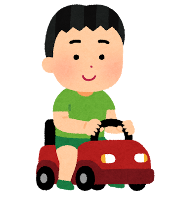 足けり乗用玩具に乗る子供のイラスト