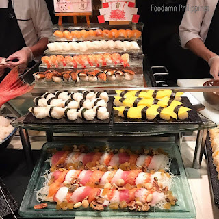sushi and sashimi at spiral buffet in sofitel