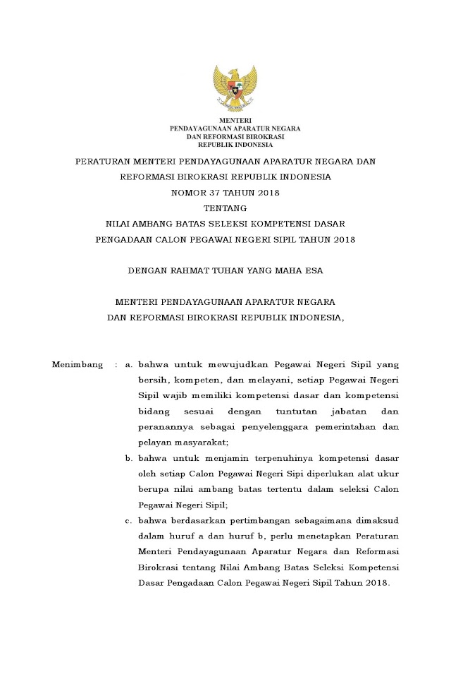 Permenpan rb no 61 tahun 2018