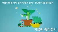 색종이로 접은 새싹의 모양입니다.