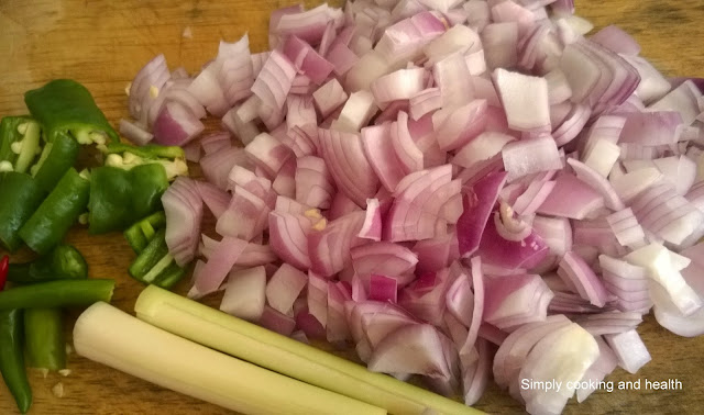 Onion,green chili and lemon grass