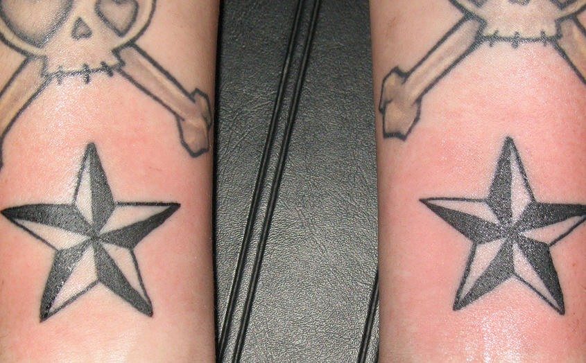 Cool nautical star tattoos on wrist design ideas
