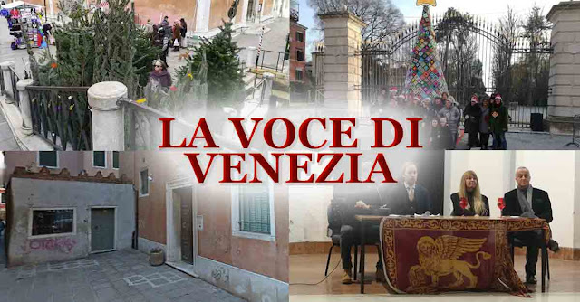 Collage dei miei ultimi articoli su ''La Voce di Venezia'': alberi di Natale, sgomberi e Venezia.com