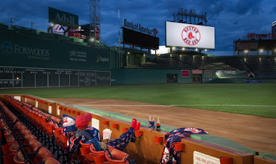 Andrew Pires looks up at the scoreboard at Fenway!