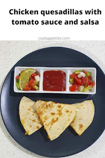 Incredible cheesy chicken quesadillas that are packed with chicken, onion, garlic, peppers and cheese. They are easy to make and are perfect for a picnic.