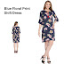 Blue Floral Print Shift Dress