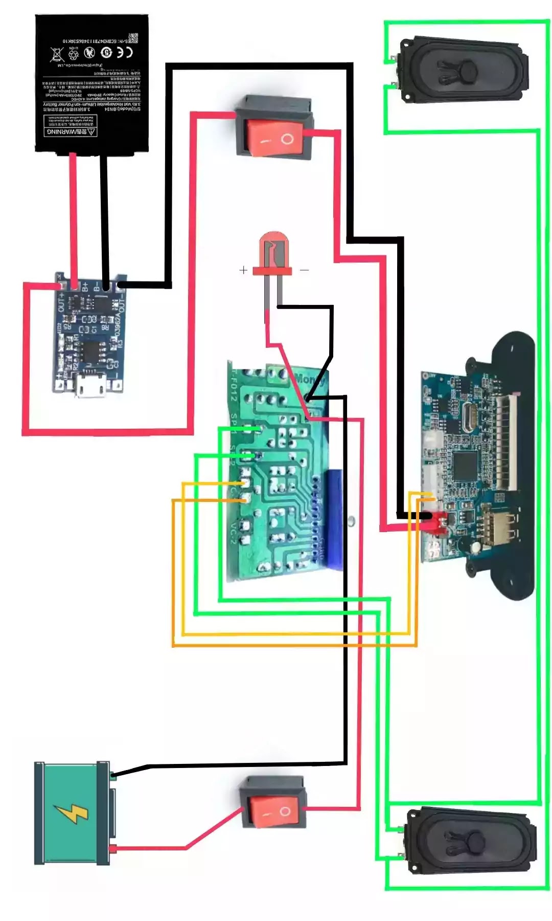 how to make amplifier use Onida speaker