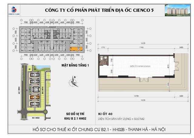 Mặt Bằng kiot 40 chung cư b2.1 hh02b thanh hà mường thanh cienco 5 land