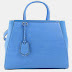 Fendi Medium 2Jours Leather Shopping Bag 8BH250 - Light Blue