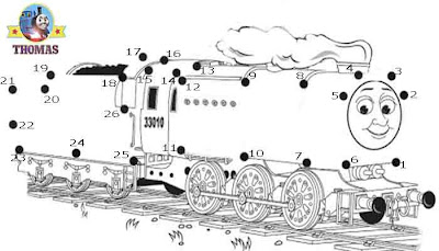 Print out sheet game Thomas and friends Neville the train dot to dot coloring pages for children