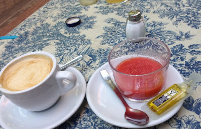 Coffee with soy milk and gazpacho, Madrileño breakfast