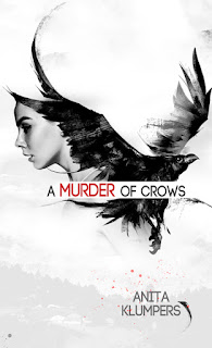 Cover of A Murder of Crows by Anita Klumpers, a woman's head is shown. A crow is also shown.