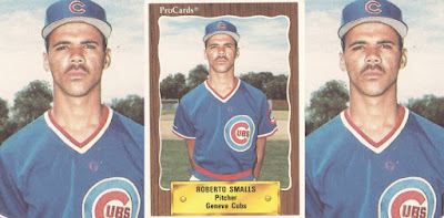 Roberto Smalls 1990 Geneva Cubs card, Smalls posed standing, arms at side