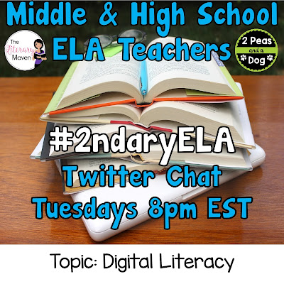 Join secondary English Language Arts teachers Tuesday evenings at 8 pm EST on Twitter. This week's chat will be about digital literacy.