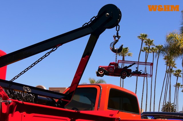 Jim Wayman's Vintage 1932 Ford Tow Truck in Pristine Hot Red Condition at 2023 Goodguys Car Show Del Mar (@goodguysrodandcustom)