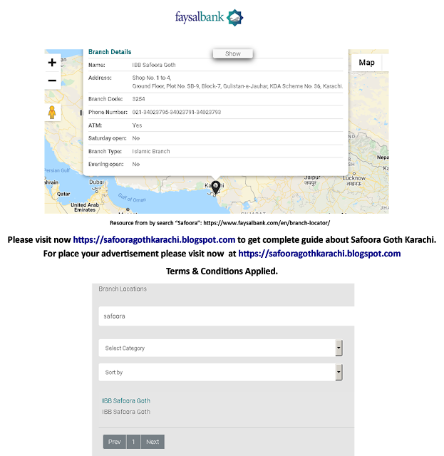 Faysal Bank Safoora Goth Islamic Branch Code Contact Numbers and Location MAP