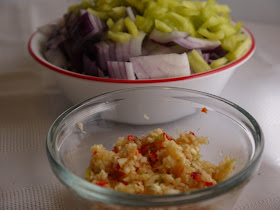 chopped onions and garlic