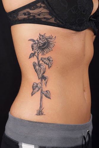 Sunflower Tattoo on Rib Cage