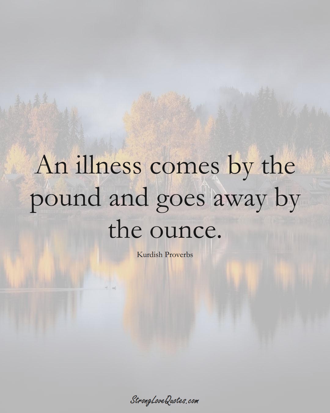 An illness comes by the pound and goes away by the ounce. (Kurdish Sayings);  #aVarietyofCulturesSayings
