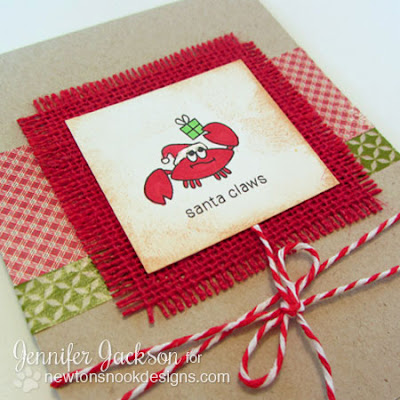 Santa Claws Crab Christmas Card using burlap by Newton's Nook Designs