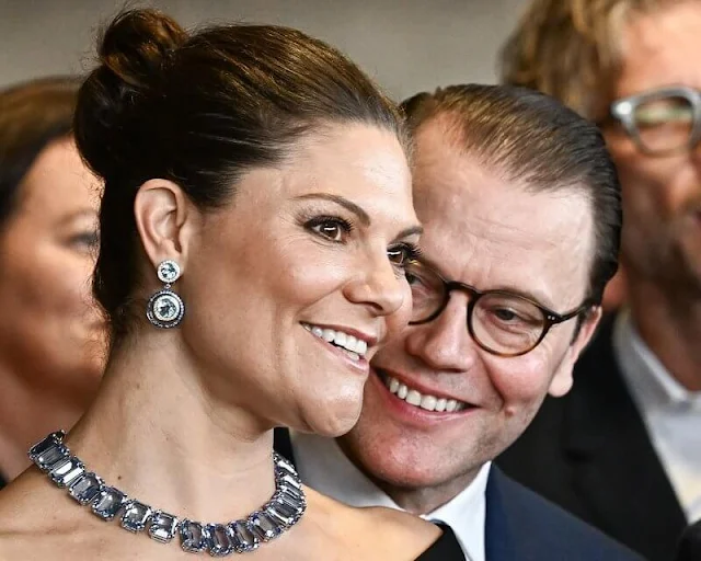 Crown Princess Victoria wore a new floral-print flared skirt by Philosophy Di Lorenzo Serafini, and black top