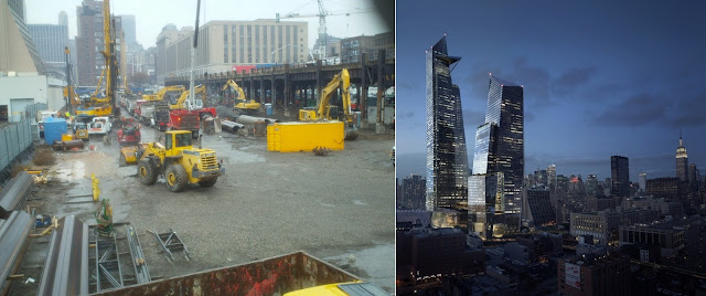 Pictures of the site and rendering of future towers
