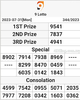9 Lotto perdana 4D result 01 August 2023