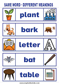 Printable vocabulary building cards for kids learning English