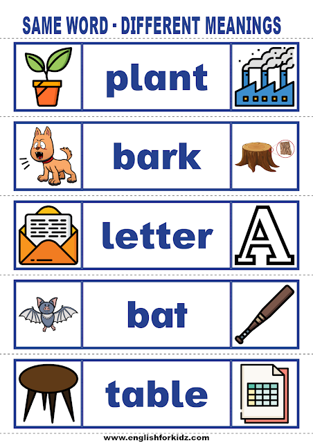 Printable vocabulary building cards for kids learning English