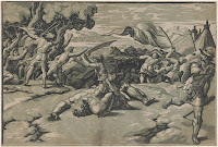 Wood print made of chiaroscuro technique David Slaying Goliath (circa 1520) by Ugo da Carpi