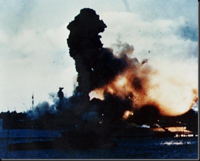 USS Arizona magazines exploding