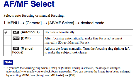 sony nex-7 rear button focus